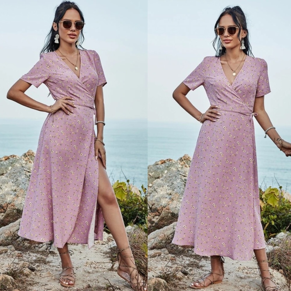 Boho floral print wrap maxi dress - Picture 3 of 9